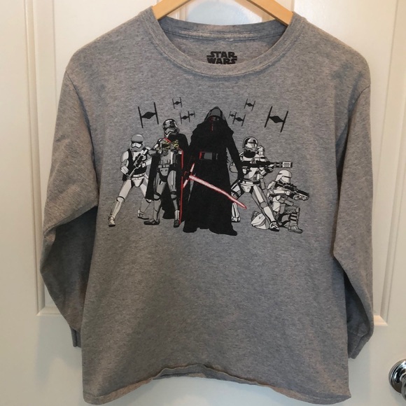Star Wars Youth Boys Kylo Ren Stormtroopers Long Sleeve Gray Shirt Size Large - Picture 1 of 5